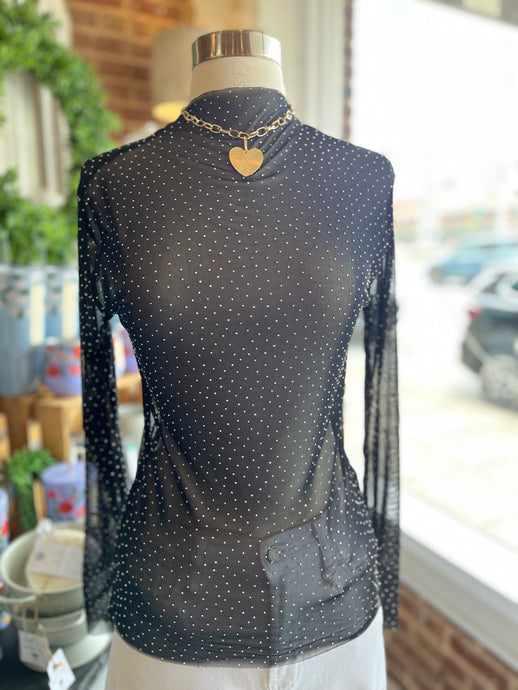 Rhinestone Sheer Top