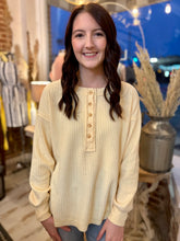 Bee Ribbed Henley Knit Top