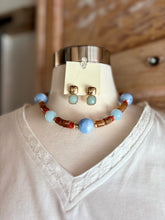 Hammered Gold Accented Stone Earrings