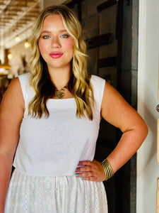 Sunbeam Square Neck Cropped Linen Top