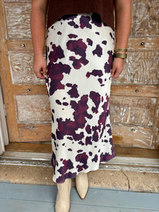 Casi Cow Print Waistband Skirt