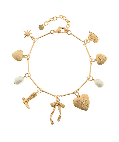 Heart & Locket Western Style Charm Bracelet