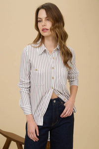 Mocha Lane Button-Down Top