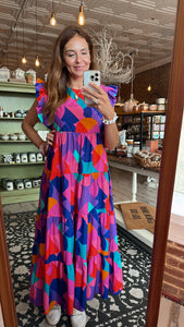 Bree Multicolor Geo Print Midi Dress