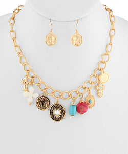 Vintage Style Charm Dangling Necklace Set