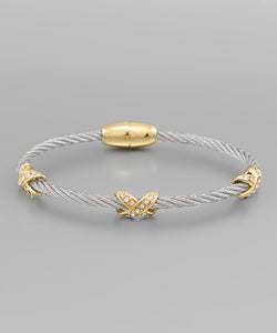 Cable & Criss Cross Crystal Bracelet