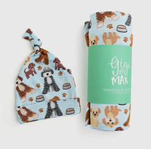 Griffin Baby Doodle Swaddle Blanket & Knot Hat