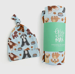 Griffin Baby Doodle Swaddle Blanket & Knot Hat