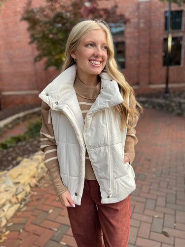 Into the Snow Zip-Up High Neck Puffer Vest