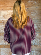 Plum Striped Pullover Top
