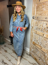 Denim Day Lapel Collar Maxi Dress