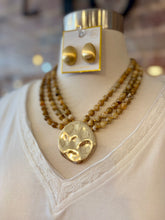 Triple Row Beaded Statement Pendant Necklace