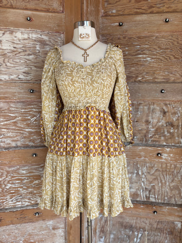 Neutral Nights Smocked Dress