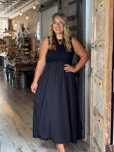 Midnight Willow Sleeveless Midi Dress