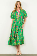 THML Georgiana Puff Sleeve Flower Print Maxi Dress