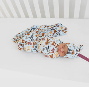 Griffin Baby Doodle Swaddle Blanket & Knot Hat
