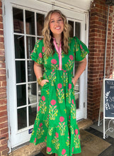 THML Georgiana Puff Sleeve Flower Print Maxi Dress