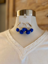 Raffia/Gold Ball Hoops