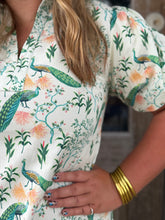 Polly Peacock Puff Sleeve Midi Dress