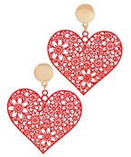 Color Coating Heart Filigree Earrings