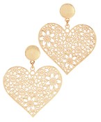 Color Coating Heart Filigree Earrings