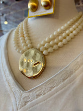 Triple Row Beaded Statement Pendant Necklace