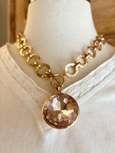 Hammered Link Pendant Chain Necklace