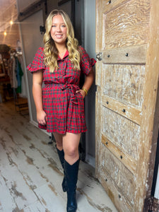 Arvada Plaid Cottonwood Ruffle Button Down Mini Dress