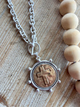 Twotone Coin Cross Necklace