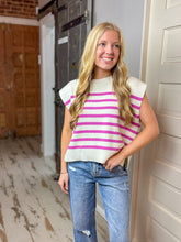 Daphne Oversized Crew Neck Striped Sweater Vest