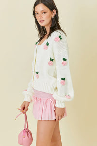 Feeling Peachy Flower Applique Cardigan