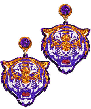 Gameday Glitter Tiger Dangle Earrings