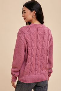Rachel Floral Cable Knit Sweater
