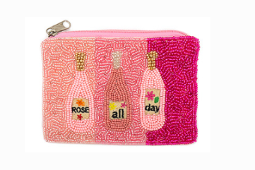 Rose all Day Bottle Beaded Coin Pouch