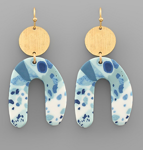Arch Shaped Clay Disk Earrings