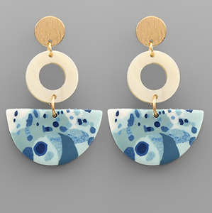 Resin Circle & Clay Moon Earrings