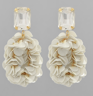Glass and Sequin Fringe Earrings