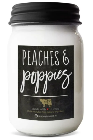 Peaches and Poppies Mason Jar 13 oz