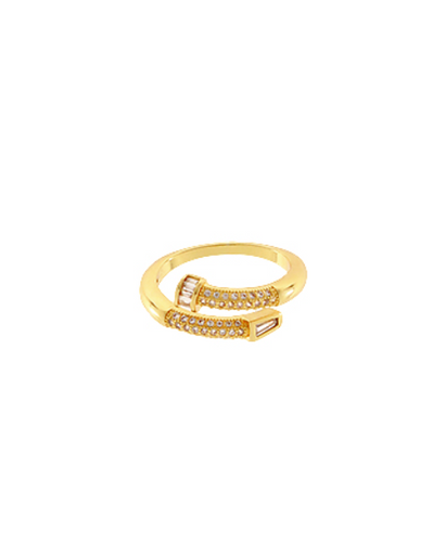Pave Baguette Nail Open Ring