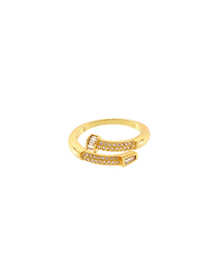 Pave Baguette Nail Open Ring