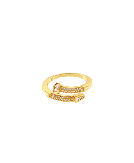 Pave Baguette Nail Open Ring