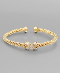 Woven Criss Crossed Crystal Cuff