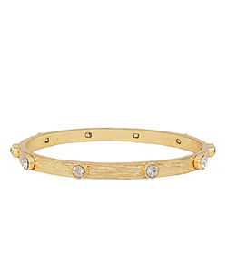 Crystal Station Brushed Metal Bangle Bracelet