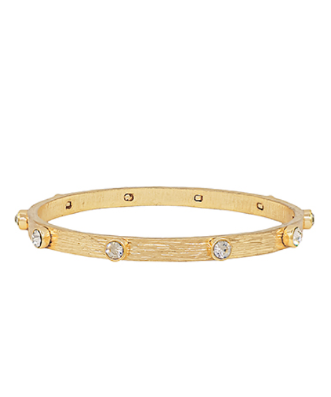 Crystal Station Brushed Metal Bangle Bracelet