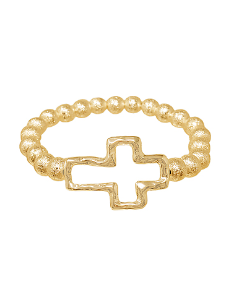 Crossed & Textured Metal Ball Bracelet