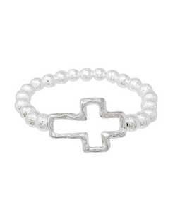Crossed & Textured Metal Ball Bracelet