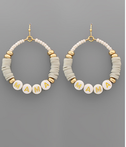 "MAMA" Bead Circle Earrings