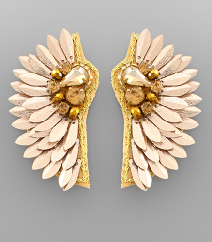Teardrop Bead & Wing Earrings