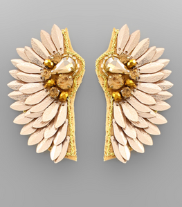 Teardrop Bead & Wing Earrings
