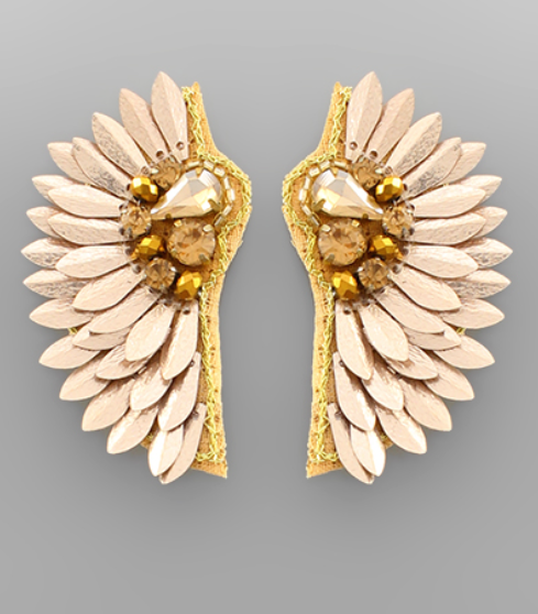 Teardrop Bead & Wing Earrings